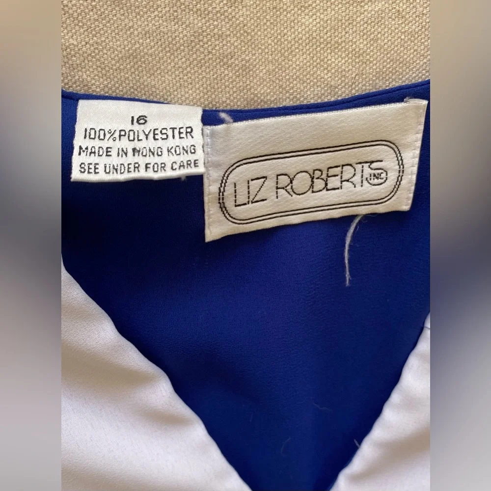 Liz Roberts Blue and White Pleated Flowy Dress Sailor Moon Style 16 Vintage - Picture 3 of 9